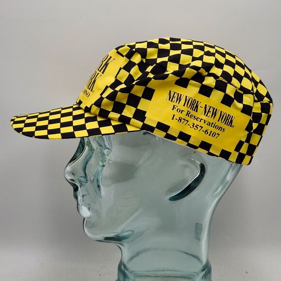 New York New York Hotel Casino Yellow Black Checkered Snapback Hat Vintage - Picture 4 of 10